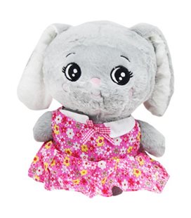Мягкая игрушка заяц серый в розовом платье (K16701)