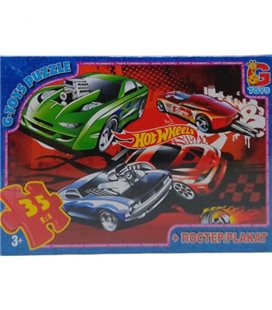 Пазлы "Hot Wheels" + постер, 35 элем. (FW770)